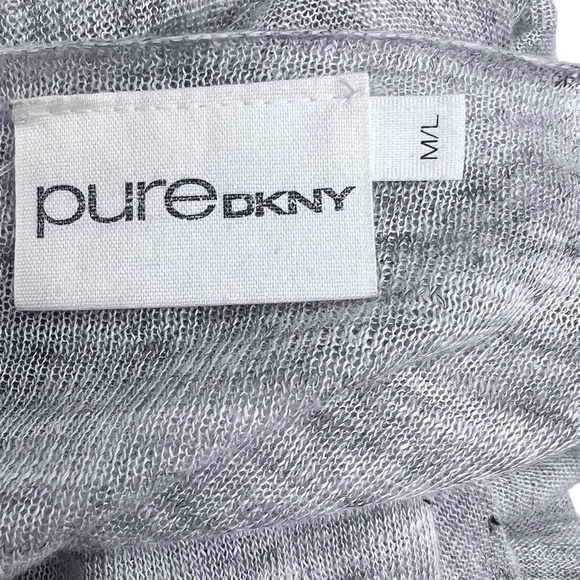 PURE DKNY GRAY MARLED LINEN SHORT SLEEVE MULTIWAY DRAPE FRONT OPEN CARDIGAN - Picture 11 of 14